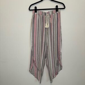 Mimi Chica Split Hem Striped Pink Rayon Pants Womens Size Medium NWT
